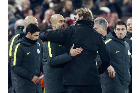 1:1 im Trainerduell: Kein Sieger zwischen Guardiola und Klopp 1:1 im Trainerduell: Kein Sieger zwischen Guardiola und Klopp
