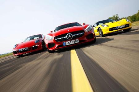 Mercedes-AMG GT - Porsche 911 Carrera GTS - Corvette Stingray - Sportwagen Mercedes-AMG GT - Porsche 911 Carrera GTS - Corvette Stingray - Sportwagen