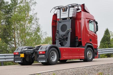 Scania Hybrid-Lkw fahren auf E-Highways Scania Hybrid-Lkw fahren auf E-Highways