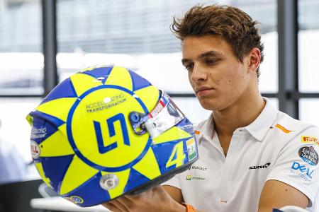 Helmdesign: Norris fährt in Italien mit Hommage an Valentino Rossi Helmdesign: Norris fährt in Italien mit Hommage an Valentino Rossi
