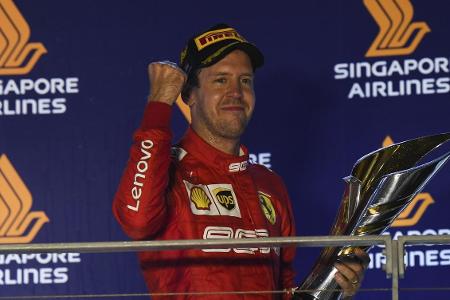Sebastian Vettel durfte nach mehr als einem Jahr wieder über einen Sieg jubeln Sebastian Vettel durfte nach mehr als einem Jahr wieder über einen Sieg jubeln