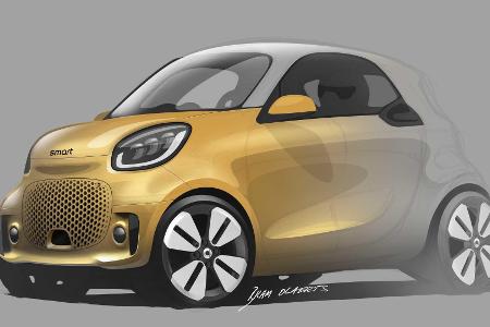 Smart EQ Fortwo Facelift (2019): Erste Skizzen von dem Winzling