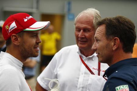 Sebastian Vettel im Gespräch mit seinen ehemaligen Chefs von Red Bull Sebastian Vettel im Gespräch mit seinen ehemaligen Chefs von Red Bull