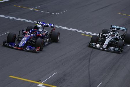 Das Duell Gasly gegen Hamilton war eine der Szenen des Rennens in Sao Paulo Das Duell Gasly gegen Hamilton war eine der Szenen des Rennens in Sao Paulo