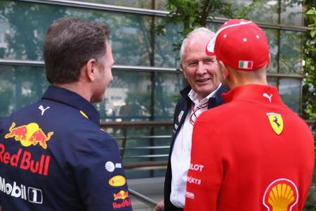 Man kennt und schätzt sich: Christian Horner, Helmut Marko, Sebastian Vettel Man kennt und schätzt sich: Christian Horner, Helmut Marko, Sebastian Vettel