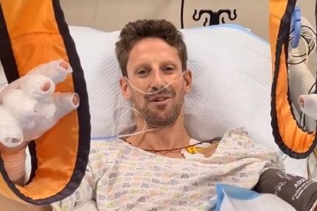 Romain Grosjean meldete sich per Videobotschaft aus dem Krankenhaus Romain Grosjean meldete sich per Videobotschaft aus dem Krankenhaus