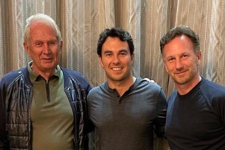 Helmut Marko (li.) mit Sergio Perez und Red-Bull-Teamchef Christian Horner (re.) Helmut Marko (li.) mit Sergio Perez und Red-Bull-Teamchef Christian Horner (re.)