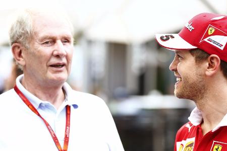 Helmut Marko und Sebastian Vettel pflegen ein freundschaftliches Verhältnis Helmut Marko und Sebastian Vettel pflegen ein freundschaftliches Verhältnis