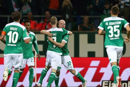 Werder-Geschenk an Kohfeldt: Sieg und zweiter Tabellenplatz Werder-Geschenk an Kohfeldt: Sieg und zweiter Tabellenplatz