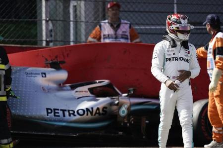 Hamilton bei spektakulärem Unfall unverletzt - Ferrari wieder vorn Hamilton bei spektakulärem Unfall unverletzt - Ferrari wieder vorn