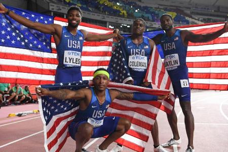 US-Sprinter erstmals seit 2007 Staffel-Weltmeister US-Sprinter erstmals seit 2007 Staffel-Weltmeister