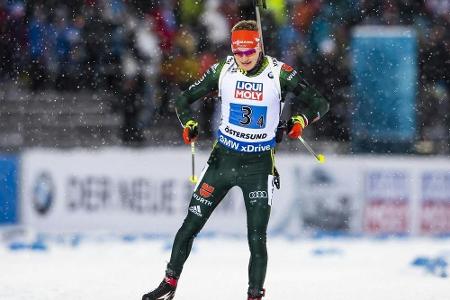 Biathleten in der Staffel von Hochfilzen auf Rang zwei Biathleten in der Staffel von Hochfilzen auf Rang zwei