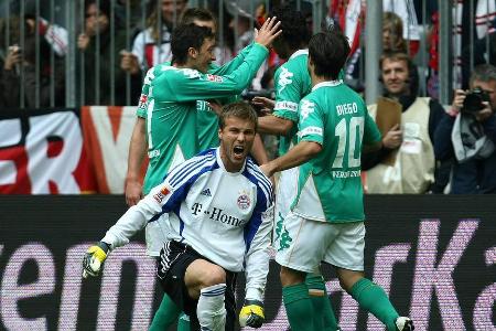 Eine echte Watschn setzt es für den deutschen Rekordmeister im September 2008 gegen Werder Bremen. Bayern liegt nach 67. Min...