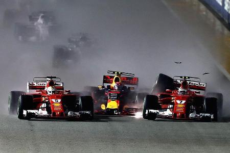 In diesem Rennen verliert Vettel die Fahrer-WM 2017. Wenige Sekunden nach dem Start will er unbedingt verhindern, dass Verst...