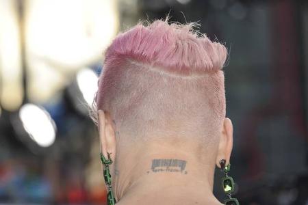 ...Pinks Nacken können wir dagegen einen Strichcode erkennen. Wie viel die Sängerin wohl wert ist? Etwas...
