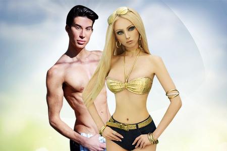 Barbie Ken Real Life Valeria Lukyanova Justin Jedlica Schönheits OP Operation Photoshop Skurril