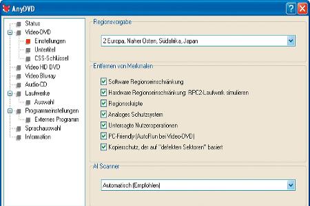 Anydvd (HD) 6.4.5.0
Anydvd klinkt sich ins Betriebssystem ein und entschlüsselt im Hintergrund Video-DVDs. In der neuen Vers...