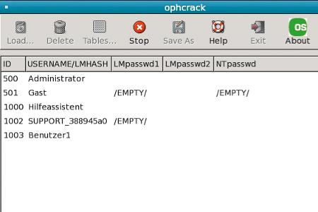 Ophcrack Live-CD 2.0.1
Die Ophcrack Live-CD ist eine Alternative zum Offline NT Password & Registry Editor. Der Unterschied ...