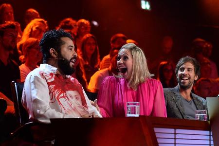 Die aberwitzigen Ideen von Gast-Juror Adel Tawil (links) stießen zumindest bei Ruth Moschner auf Gegenliebe: Eckart von Hirs...