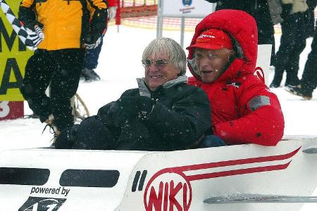 Auf allen Pisten schnell unterwegs: Hier an Bord mit seinem ehemaligen Teamchef Bernie Ecclestone.