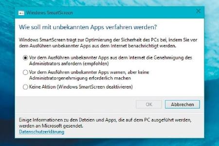 Schädliche Dateien erkennt und blockt der Smartscreen-Filter.