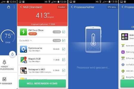 Mit der App Clean Master räumen Sie Ihr Smartphone auf und machen das System schneller, in dem Sie Arbeitsspeicher freigeben.]