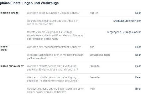 Mehr Privatsphäre - Es empfiehlt sich, prinzipiell nur die eigenen Freunde an persönlichen Inhalten teilhaben zu lassen. Zus...