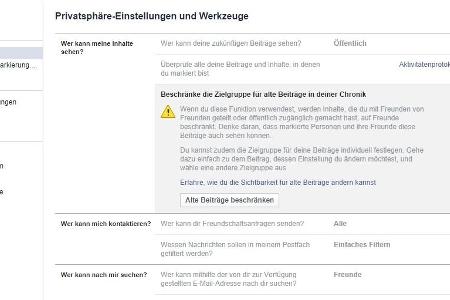 Alte Beiträge in einem Rutsch auf privat setzen - Mit der Funktion 