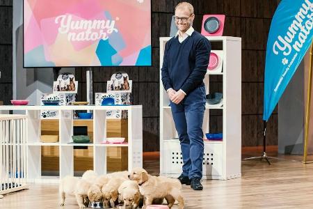 Die Hundewelpen stehlen Marcus König die Show