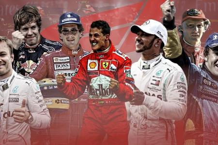 33 Fahrer sicherten sich in 70 Formel-1-Saisons zwischen 1950 und 2020 den Weltmeistertitel. Einige waren One-Hit-Wonder, an... 33 Fahrer sicherten sich in 70 Formel-1-Saisons zwischen 1950 und 2020 den Weltmeistertitel. Einige waren One-Hit-Wonder, an...