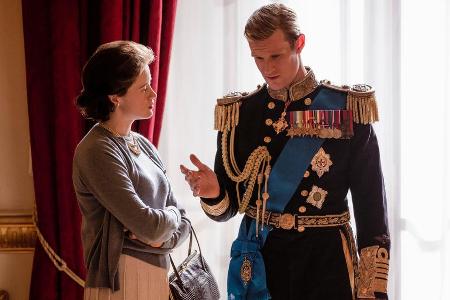 Claire Foy als Queen Elizabeth und Matt Smith als Prinz Philip in der zweiten Staffel von 