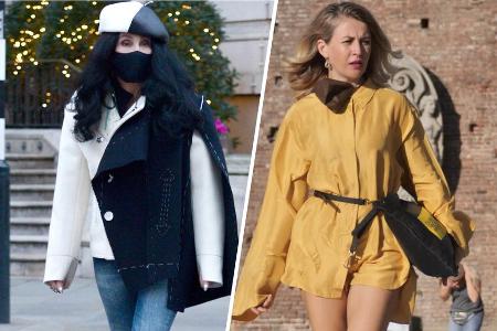 Cher integriert die Maske in ihren Look, Alberta Ferretti setzt auf Oversize. Cher integriert die Maske in ihren Look, Alberta Ferretti setzt auf Oversize.