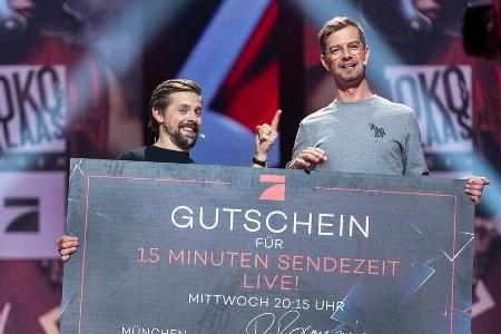 Joko Winterscheidt und Klaas Heufer-Umlauf dürfen ihren Gewinn von 15 Minuten Live-Sendezeit einlösen Joko Winterscheidt und Klaas Heufer-Umlauf dürfen ihren Gewinn von 15 Minuten Live-Sendezeit einlösen