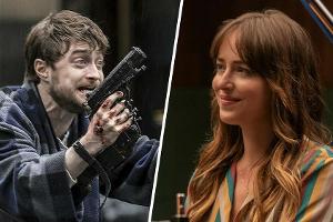 Daniel Radcliffe in "Guns Akimbo" und Dakota Johnson in "The High Note".