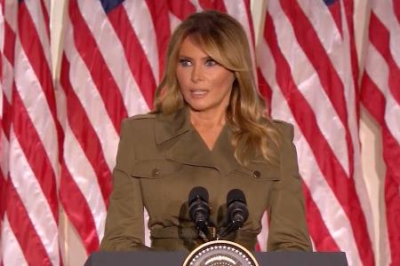 Melania Trump bei einem Vortrag bei der Republican National Convention im August 2020 Melania Trump bei einem Vortrag bei der Republican National Convention im August 2020