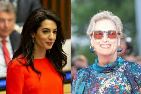 Menschenrechtsanwältin Amal Clooney (l.) bekommt den Freiheitspreis von Hollywood-Star Meryl Streep überreicht. Menschenrechtsanwältin Amal Clooney (l.) bekommt den Freiheitspreis von Hollywood-Star Meryl Streep überreicht.