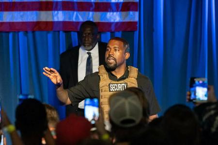 Kanye West während seines Wahlkampfauftritts in Kalifornien Kanye West während seines Wahlkampfauftritts in Kalifornien