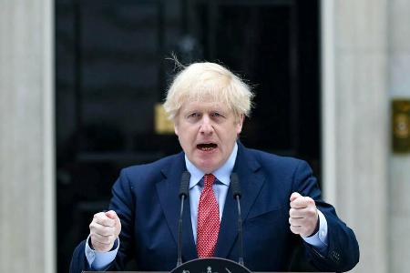 Boris Johnson bei seiner Rede in der 10 Downing Street.