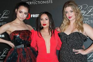Sofia Carson (v.l.n.r.), Janel Parrish, Sasha Pieterse bei der "The Perfectionists"-Premiere im März 2019.