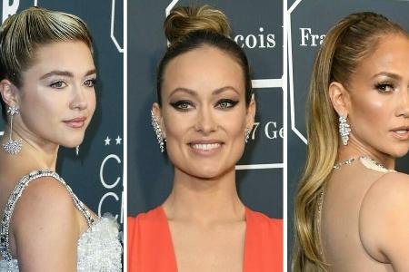 Hollywood liebt den strengen Frisurentrend (v.l.): Florence Pugh, Olivia Wilde und Jennifer Lopez Hollywood liebt den strengen Frisurentrend (v.l.): Florence Pugh, Olivia Wilde und Jennifer Lopez