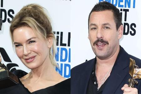 Renée Zellweger und Adam Sandler mit ihren Trophäen Renée Zellweger und Adam Sandler mit ihren Trophäen