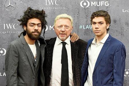 Die Becker-Männer bei den Laureus World Sports Awards in Berlin (v.l.): Noah Becker, Boris Becker und Elias Becker Die Becker-Männer bei den Laureus World Sports Awards in Berlin (v.l.): Noah Becker, Boris Becker und Elias Becker