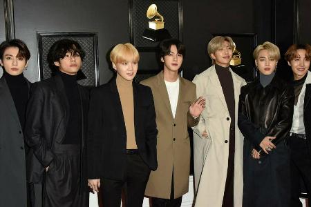 Die K-Pop-Boygroup BTS bei der diesjährigen Grammy-Verleihung. Die K-Pop-Boygroup BTS bei der diesjährigen Grammy-Verleihung.