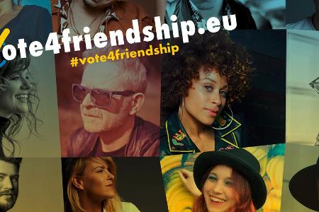 Für die Europawahl-Kampagne #vote4friendship der Alliance4Europe singen 30 Künstlerinnen und Künstler gemeinsam den Queen-So... Für die Europawahl-Kampagne #vote4friendship der Alliance4Europe singen 30 Künstlerinnen und Künstler gemeinsam den Queen-So...