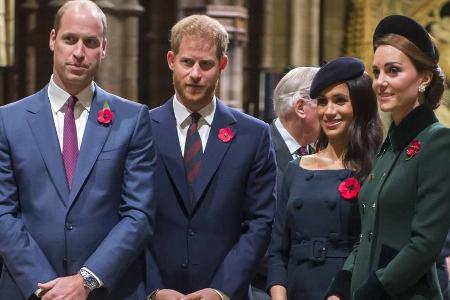 Prinz William (v.l.), Prinz Harry, Herzogin Meghan und Herzogin Kate bei einem Auftritt in London Prinz William (v.l.), Prinz Harry, Herzogin Meghan und Herzogin Kate bei einem Auftritt in London