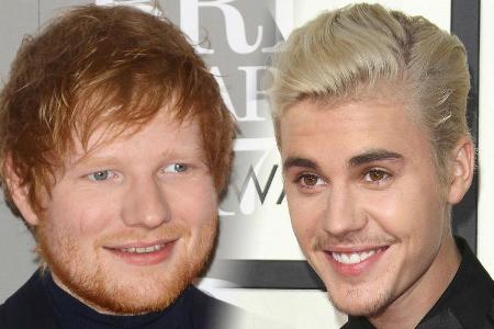 Ed Sheeran (l.) und Justin Bieber befinden sich mal wieder auf der Erfolgsspur Ed Sheeran (l.) und Justin Bieber befinden sich mal wieder auf der Erfolgsspur