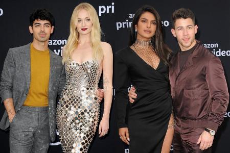 Joe Jonas (v.l.), Sophie Turner, Priyanka Chopra Jonas und Nick Jonas bei der Premiere der Amazon-Doku Joe Jonas (v.l.), Sophie Turner, Priyanka Chopra Jonas und Nick Jonas bei der Premiere der Amazon-Doku