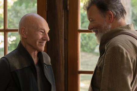Sir Patrick Stewart als Picard (l.) und Jonathan Frakes als Riker Sir Patrick Stewart als Picard (l.) und Jonathan Frakes als Riker