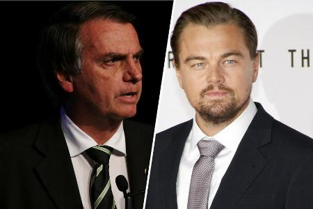 Jair Bolsonaro (li.) hat es auf Leonardo DiCaprio abgesehen Jair Bolsonaro (li.) hat es auf Leonardo DiCaprio abgesehen
