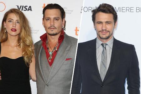 Johnny Depp (l.) hofft im Rechtsstreit mit seiner Ex Amber Heard offenbar auf die Hilfe von James Franco Johnny Depp (l.) hofft im Rechtsstreit mit seiner Ex Amber Heard offenbar auf die Hilfe von James Franco